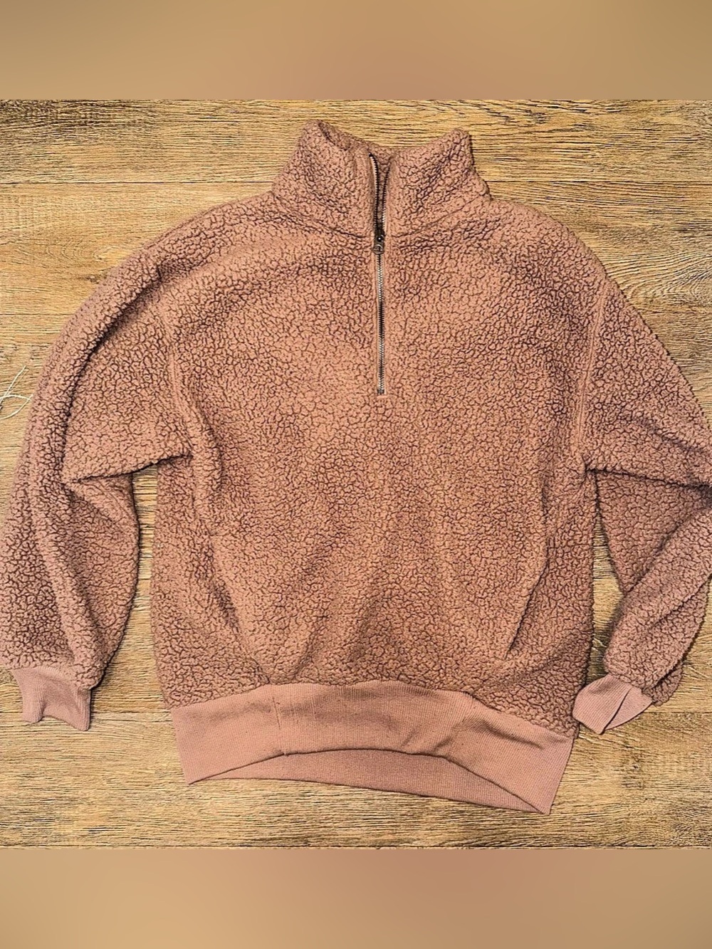 American Eagle Teddy Half-Zip Pullover in Pink